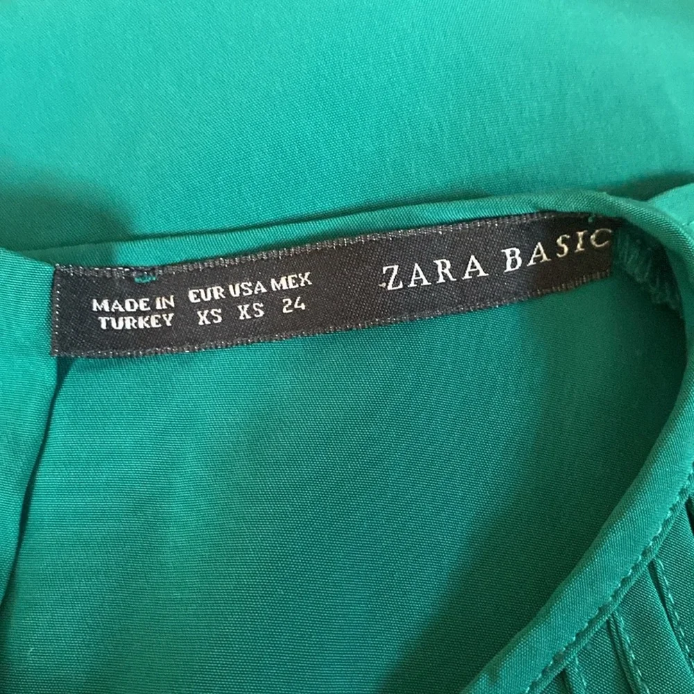 🌷 Zara Fringe Detail Green Mini Dress Size XS - Picture 6 of 10